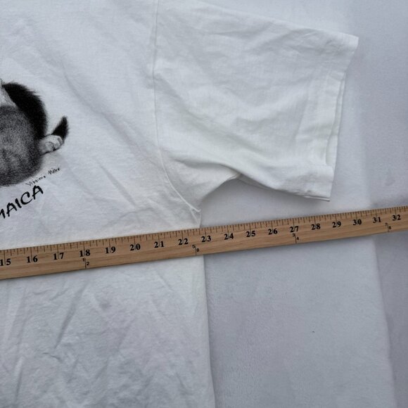 Vintage Cat T Shirt Men XL White Virginia Miller Art Jamaica Single Stitched 90s - Picture 4 of 8